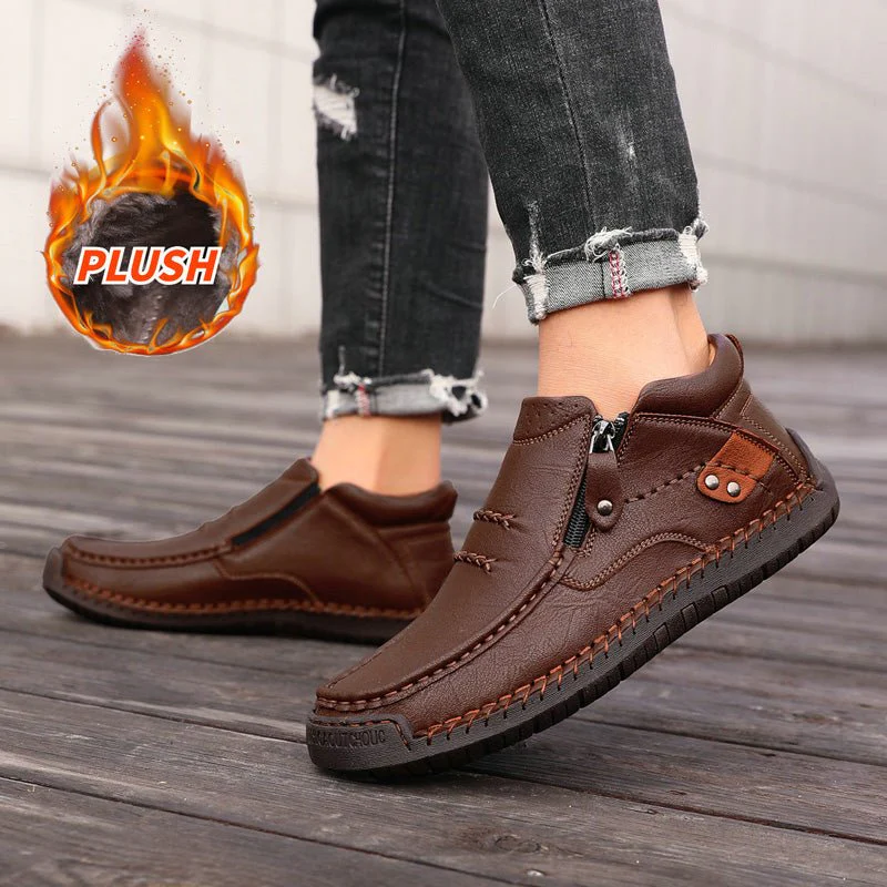 Men's Orthopedic Leather Ankle Boots | Wide Fit Zip-Up Casual Shoes - Image 12