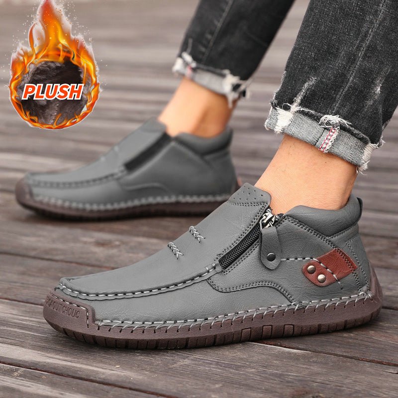 Men's Orthopedic Leather Ankle Boots | Wide Fit Zip-Up Casual Shoes - Image 13