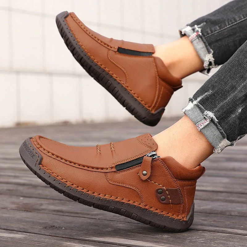 Men's Orthopedic Leather Ankle Boots | Wide Fit Zip-Up Casual Shoes - Image 4