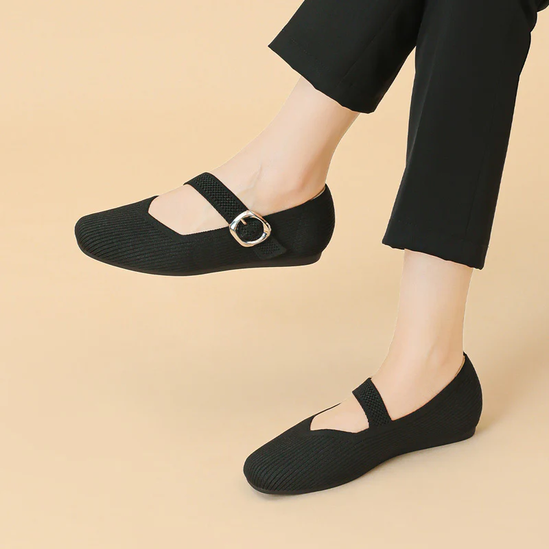 Women's Orthopedic Mary Jane Flats | Square Toe Breathable Knit Shoes - Image 4