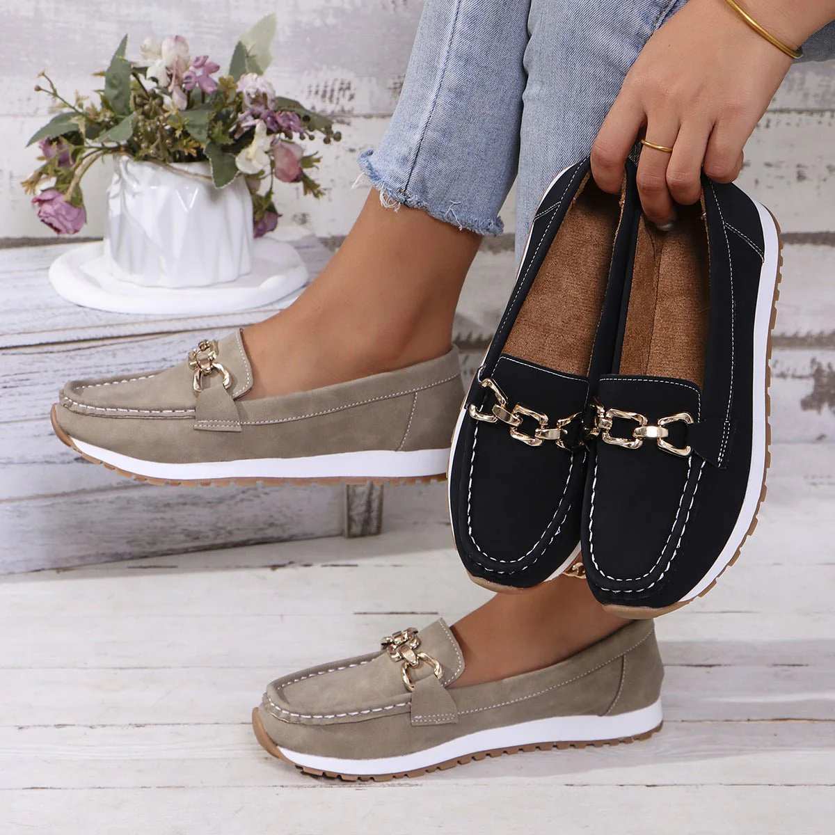 Humtto Classic Suede Loafers for Women | Orthopedic Pain Relief & Arch Support - Image 14