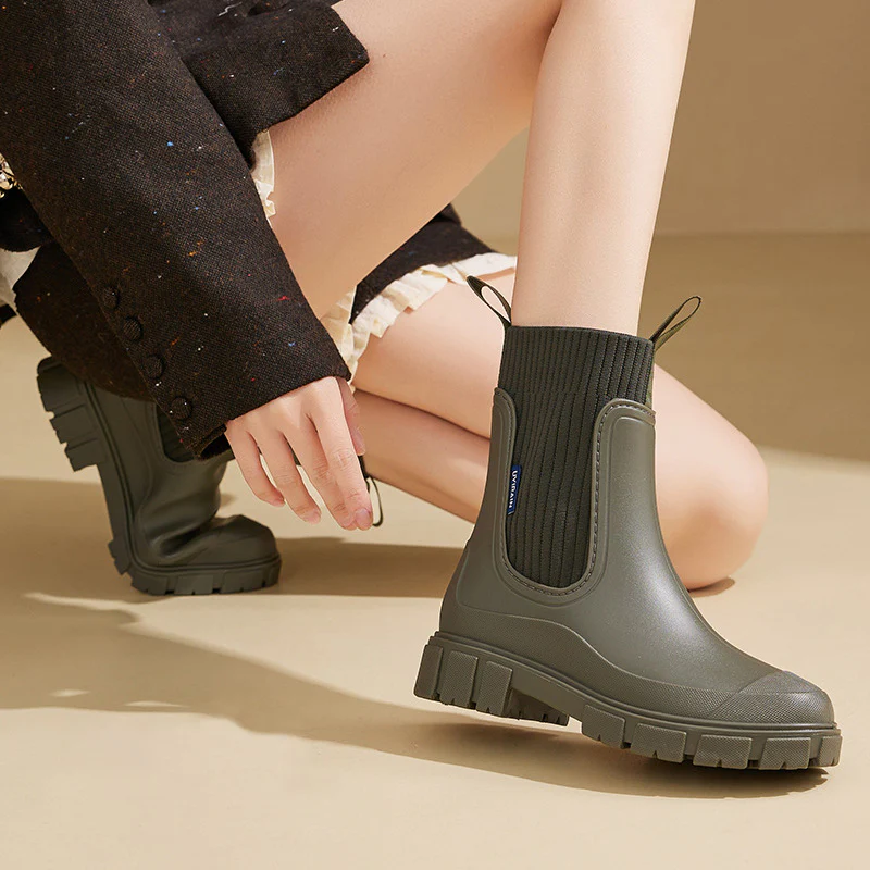 Women's Chelsea Rain Boots with Arch Support | Waterproof Ankle Boots - Image 13