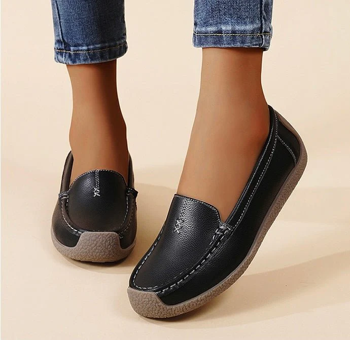 Women's Supportive Leather Loafers | Comfortable Wide Fit Slip-On Shoes - Image 5