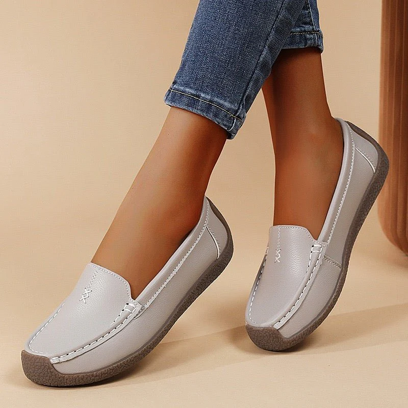 Women's Supportive Leather Loafers | Comfortable Wide Fit Slip-On Shoes - Image 6