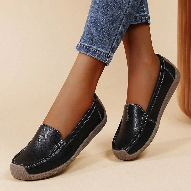 Women's Supportive Leather Loafers | Comfortable Wide Fit Slip-On Shoes - Image 7
