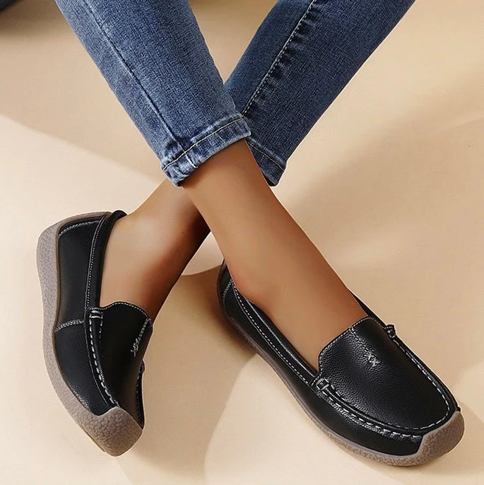 Women's Supportive Leather Loafers | Comfortable Wide Fit Slip-On Shoes - Image 8