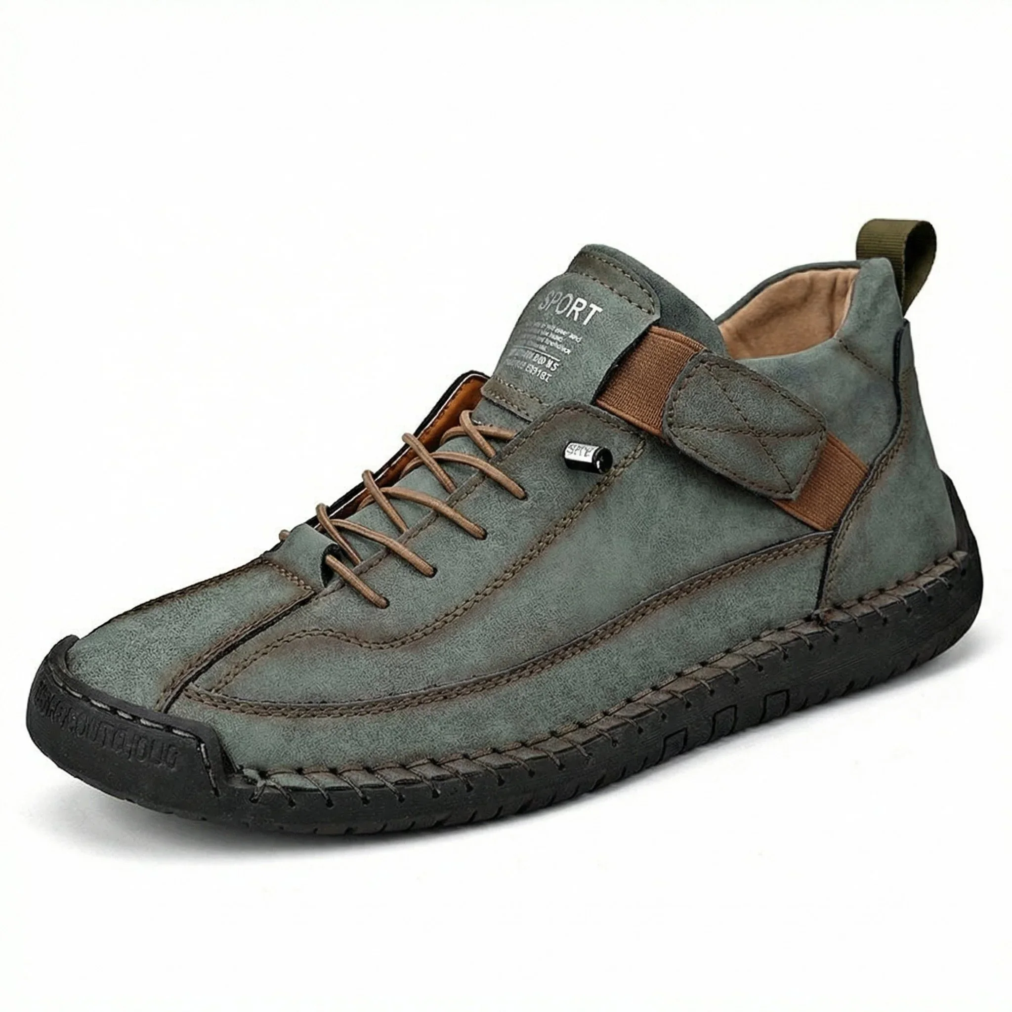 Men’s Orthopedic Extra Wide Leather Ankle Boots – Hand-Stitched Comfort