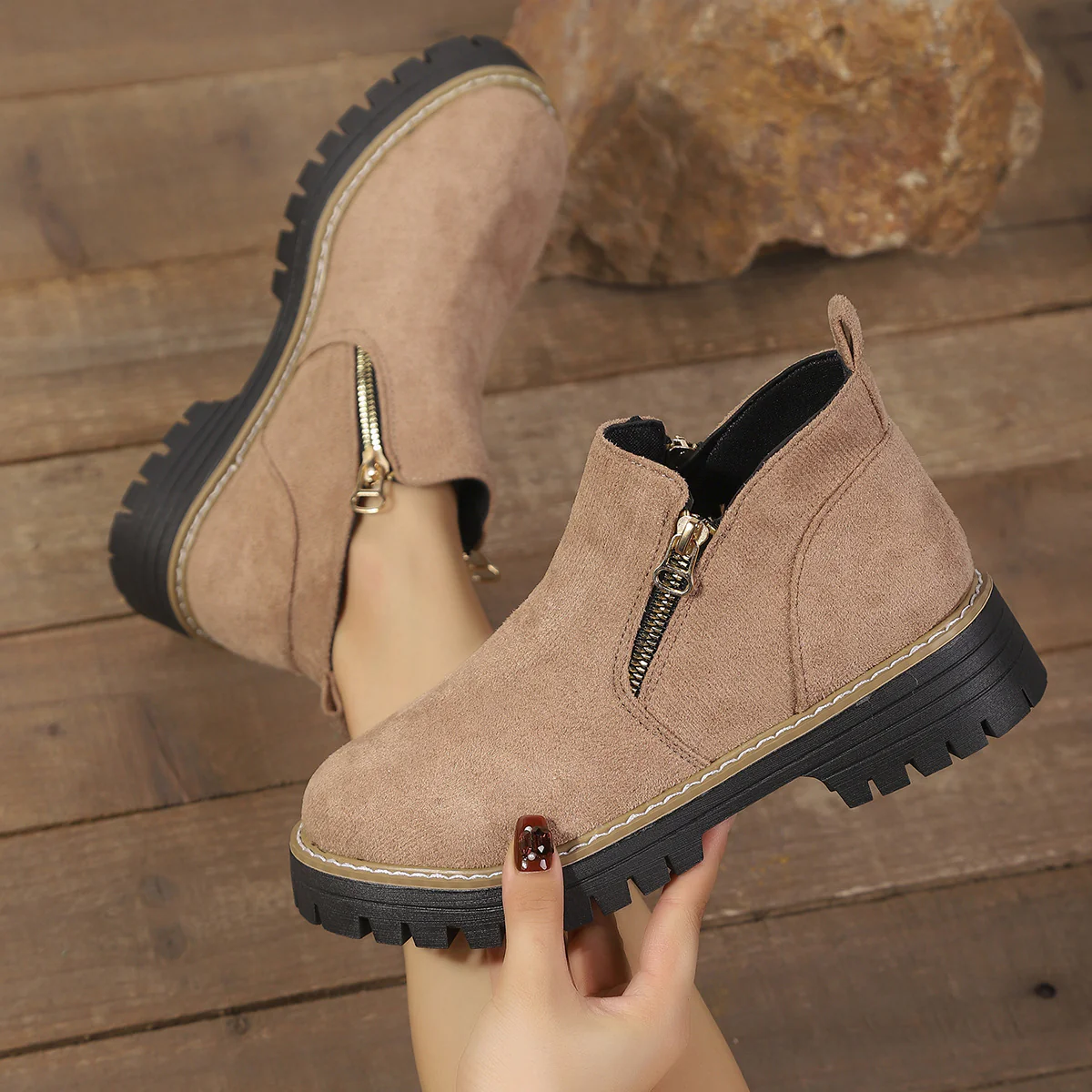 Womens Arch Support Ankle Boots | Autumn Winter Cozy Side Zip Style - Image 11