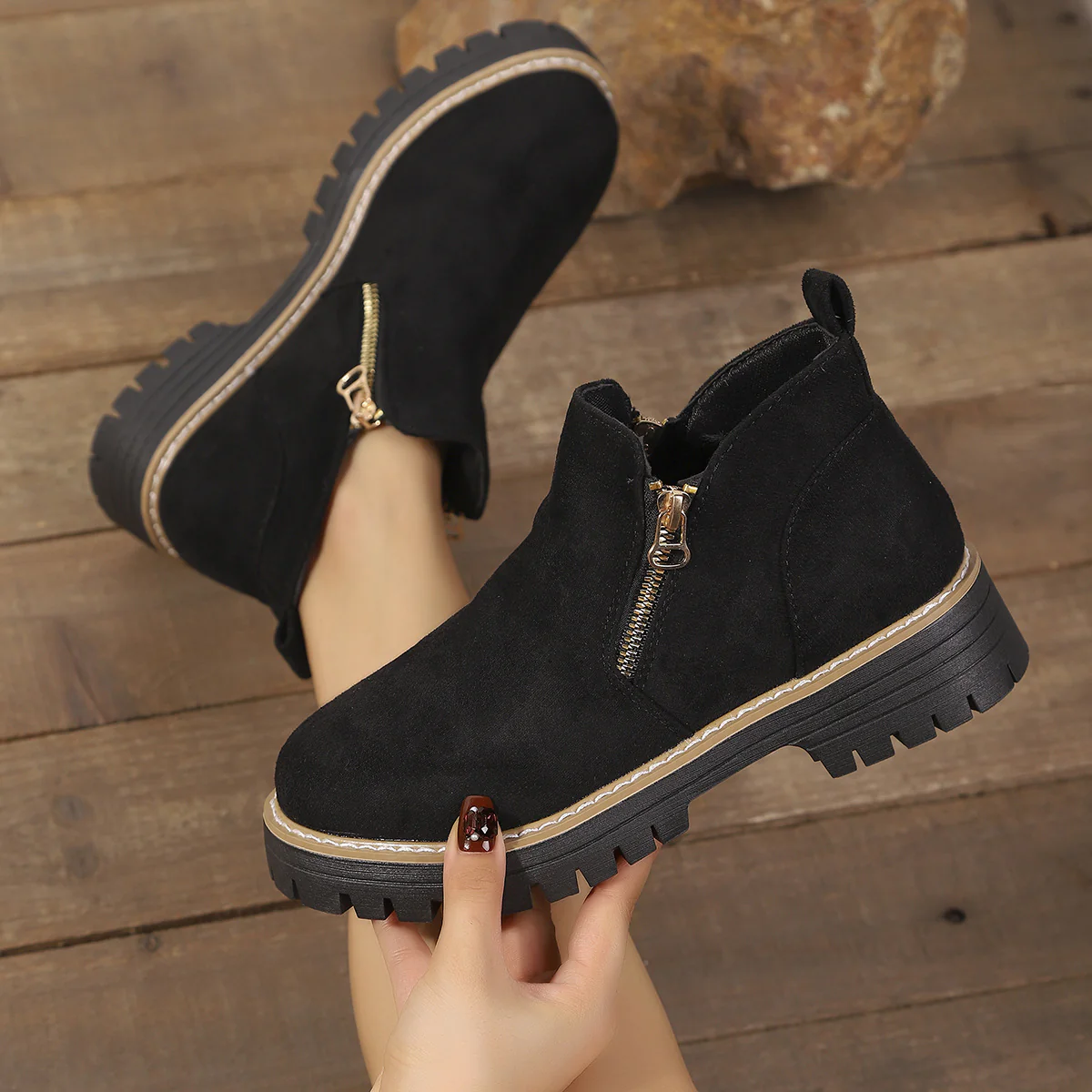 Womens Arch Support Ankle Boots | Autumn Winter Cozy Side Zip Style - Image 2