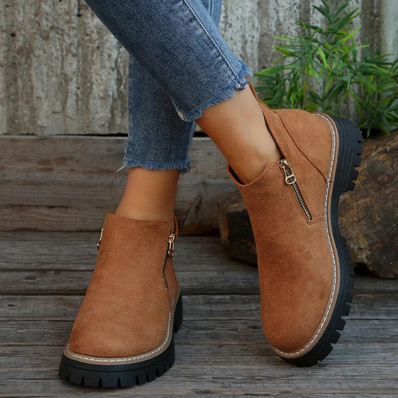 Womens Arch Support Ankle Boots | Autumn Winter Cozy Side Zip Style - Image 6