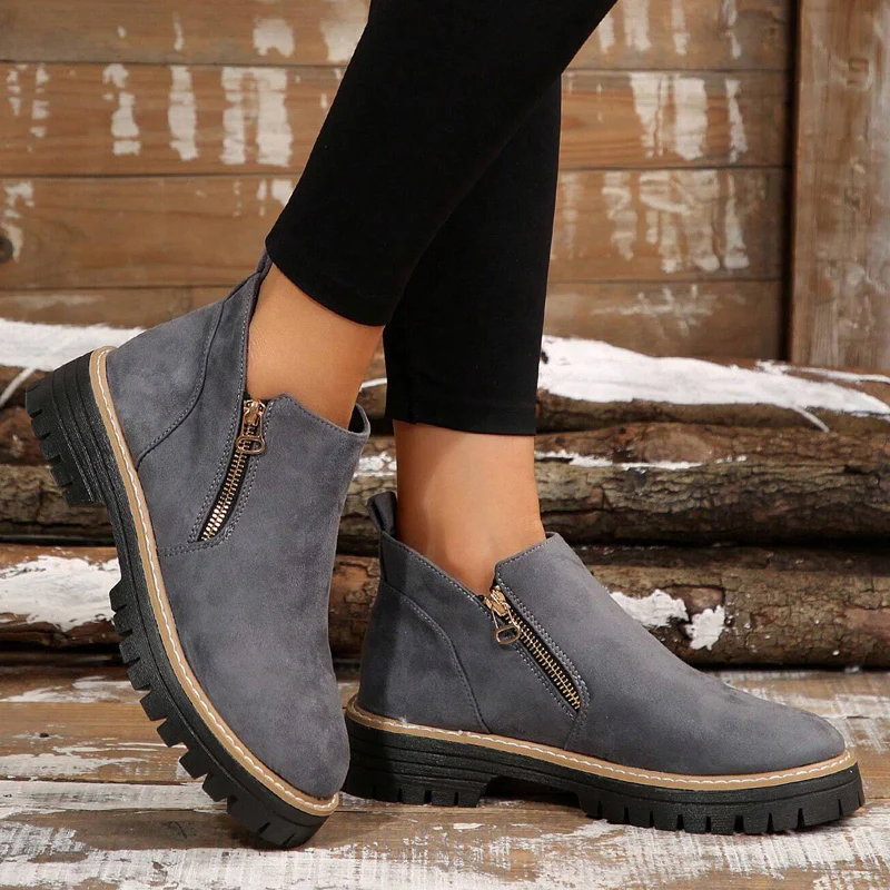 Womens Arch Support Ankle Boots | Autumn Winter Cozy Side Zip Style - Image 8
