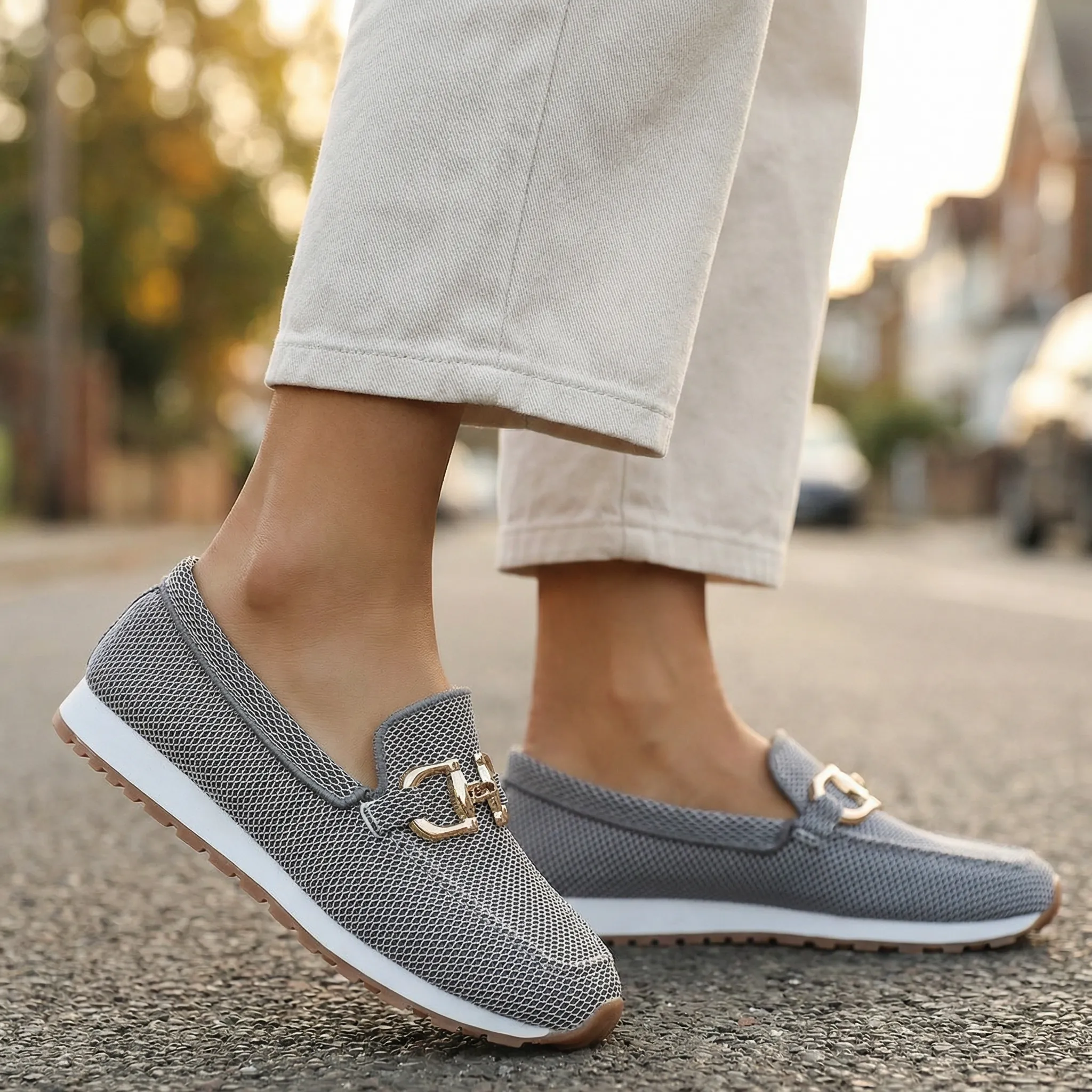 Womens Orthopaedic Loafers Extra Wide Mesh Slip On Walking Shoes - Image 16