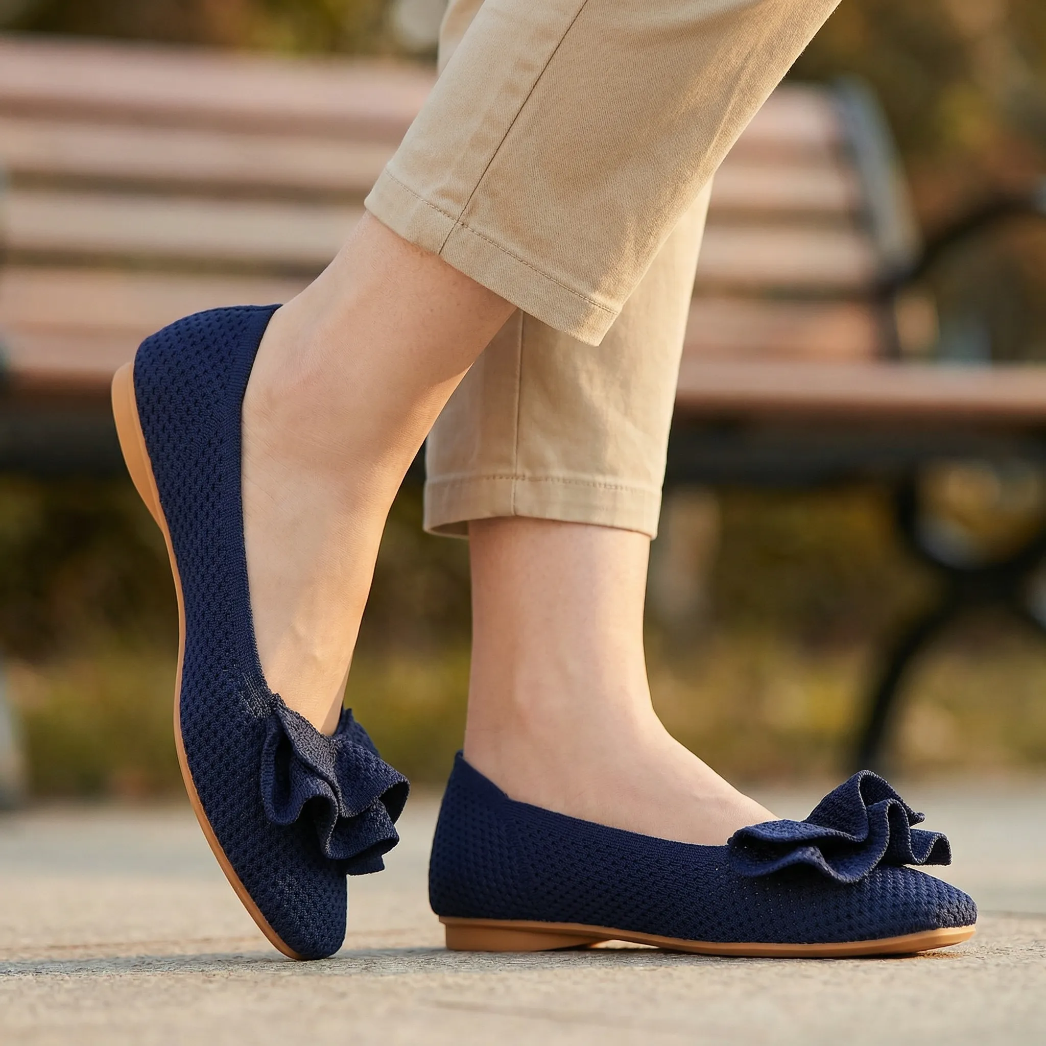 Womens Orthopaedic Wide Fit Knit Slip On Shoes Arch Support Walking - Image 5