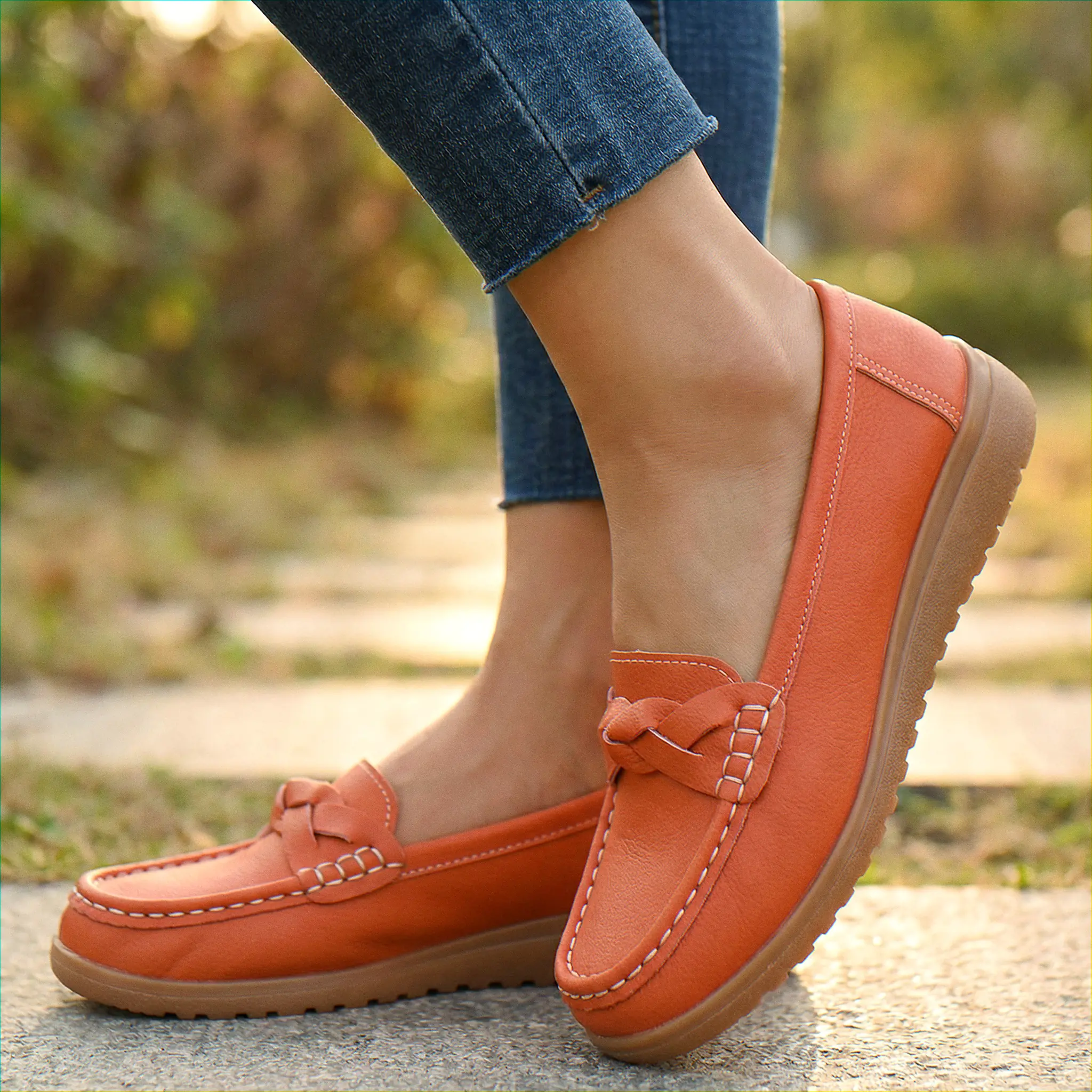 Womens Orthopaedic Wide Fit Loafers Slip On Arch Support Comfortable Walking Shoes - Image 10