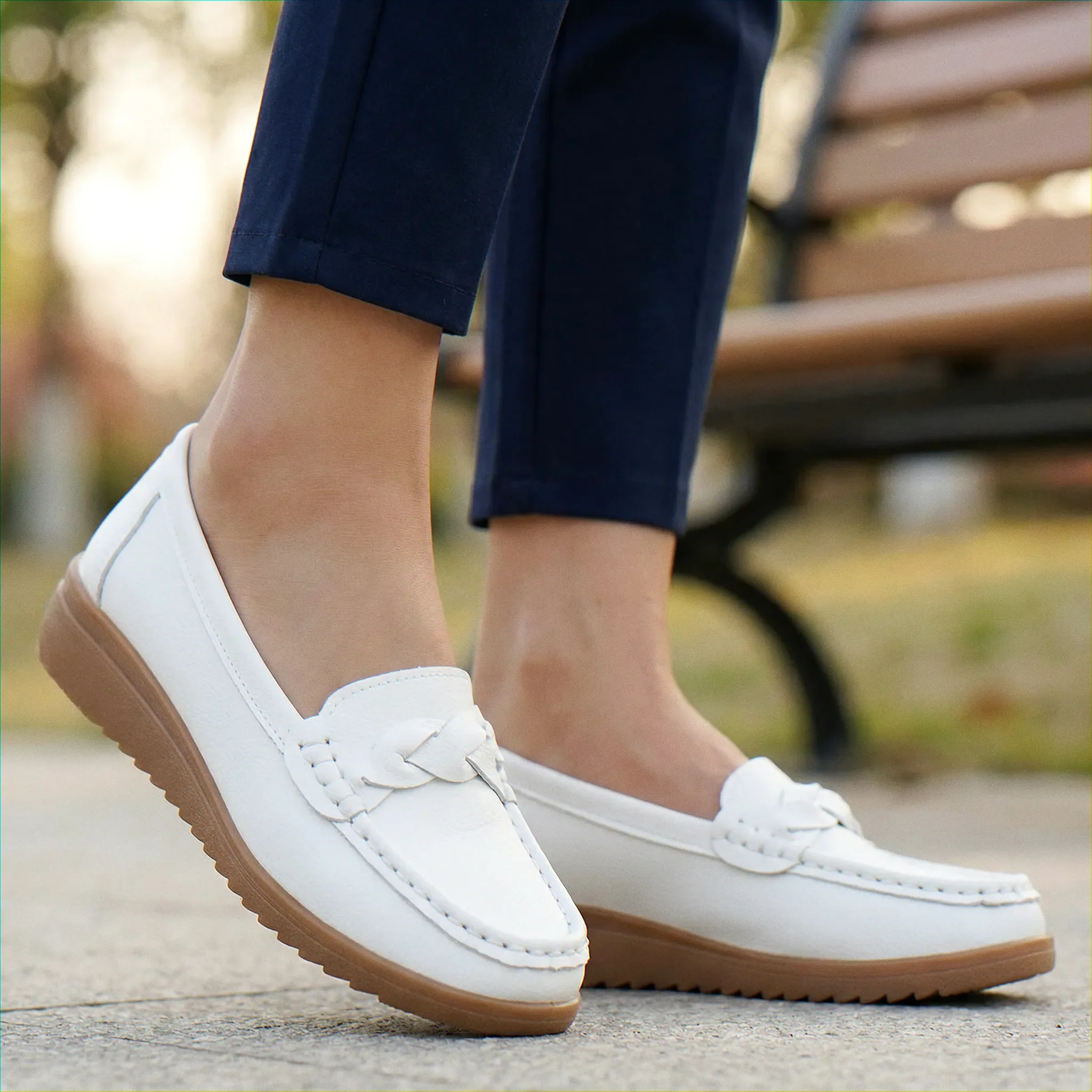 Womens Orthopaedic Wide Fit Loafers Slip On Arch Support Comfortable Walking Shoes - Image 11
