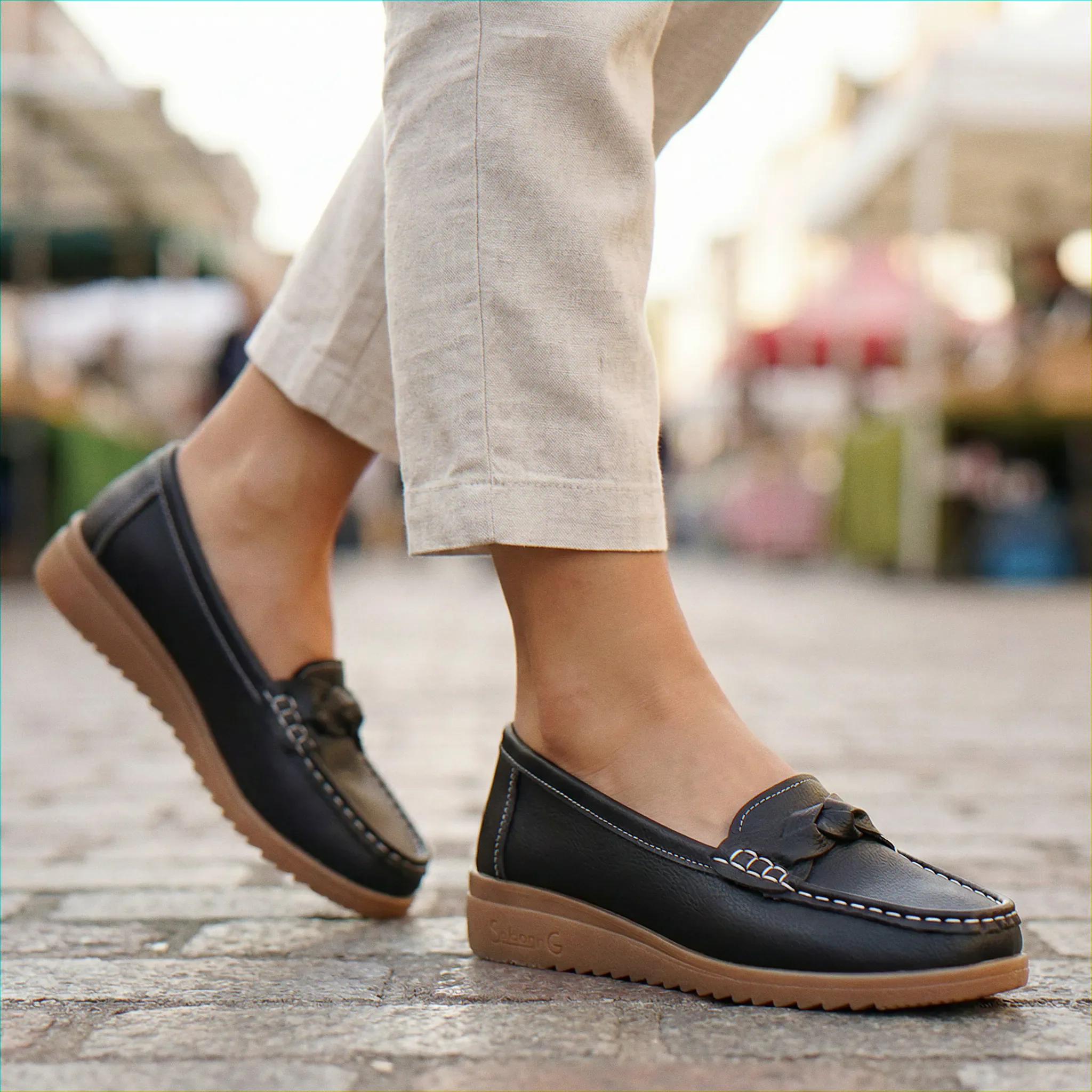 Womens Orthopaedic Wide Fit Loafers Slip On Arch Support Comfortable Walking Shoes - Image 12