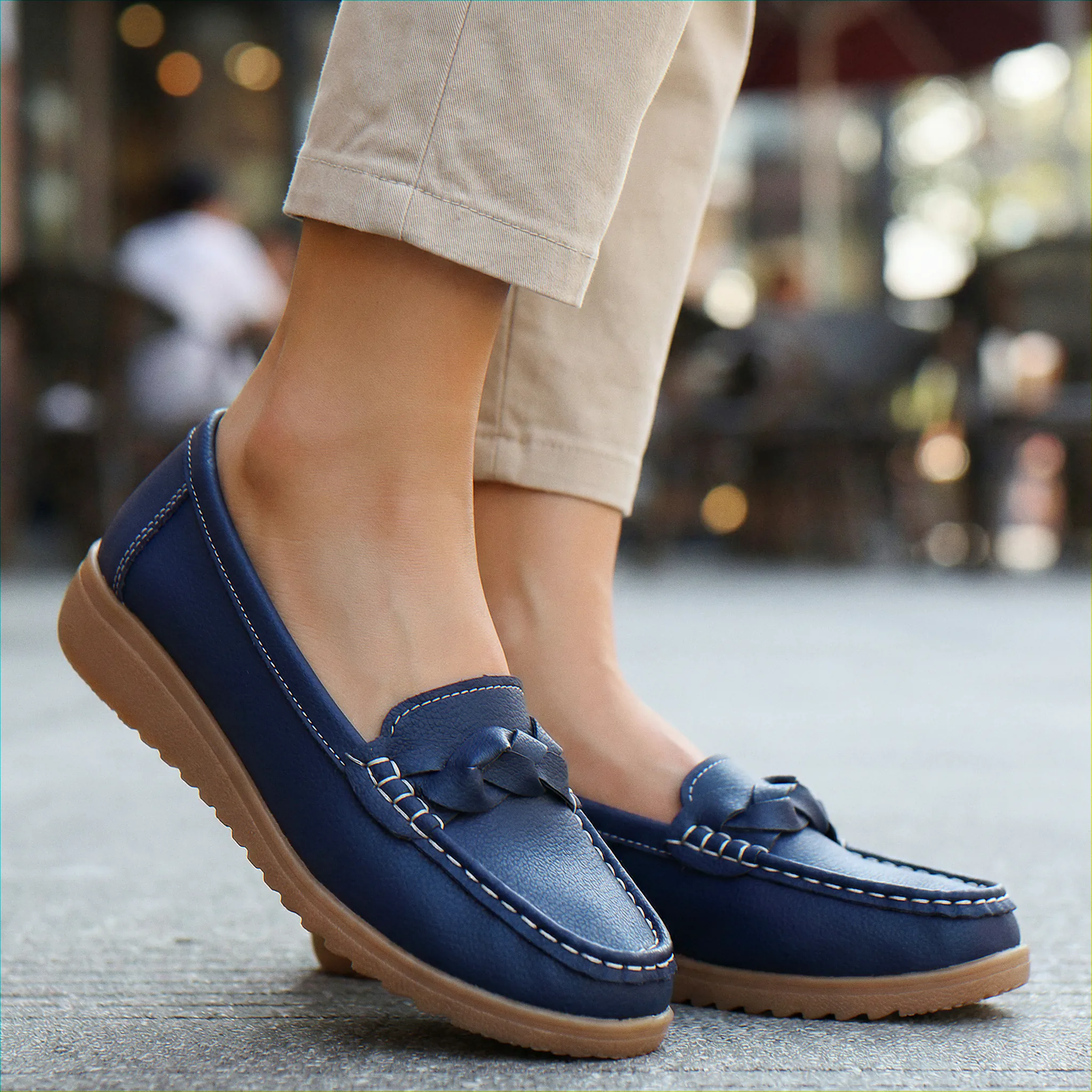 Womens Orthopaedic Wide Fit Loafers Slip On Arch Support Comfortable Walking Shoes - Image 13