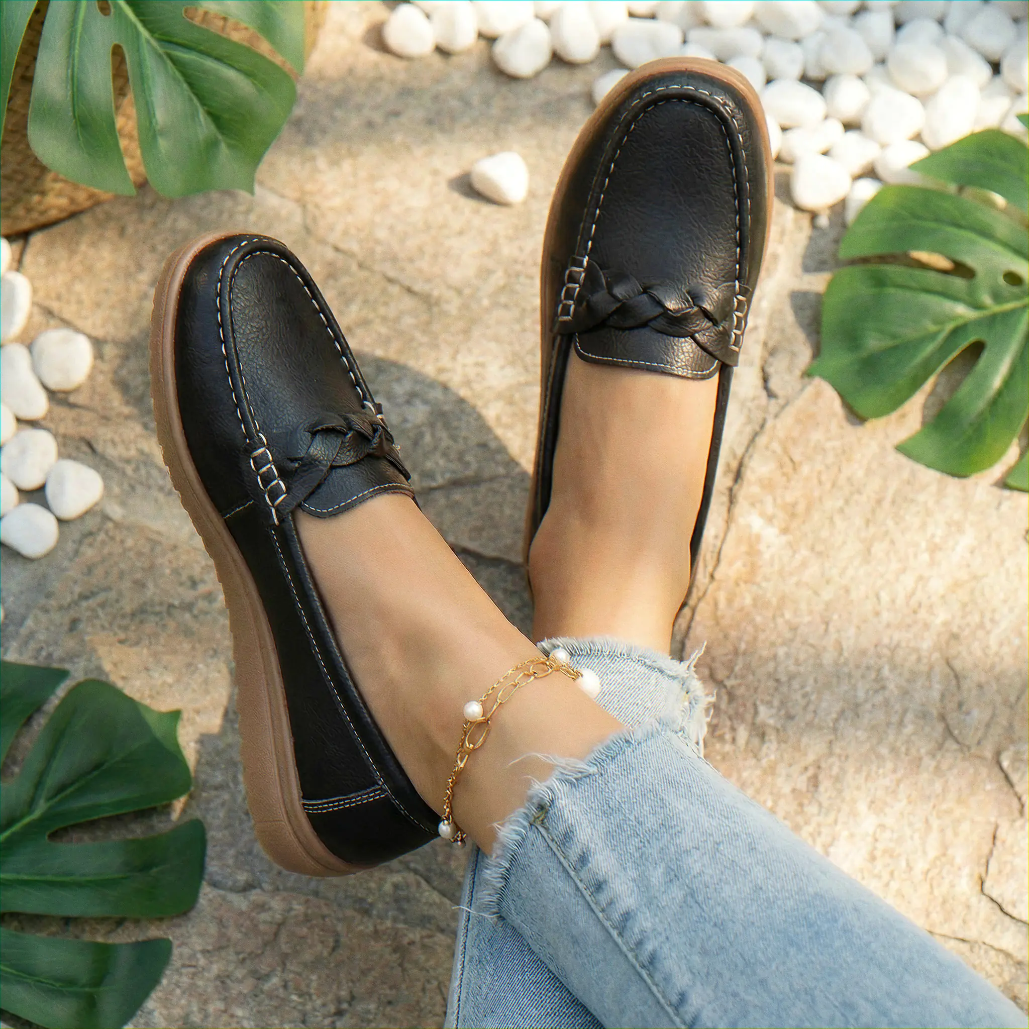 Womens Orthopaedic Wide Fit Loafers Slip On Arch Support Comfortable Walking Shoes - Image 17
