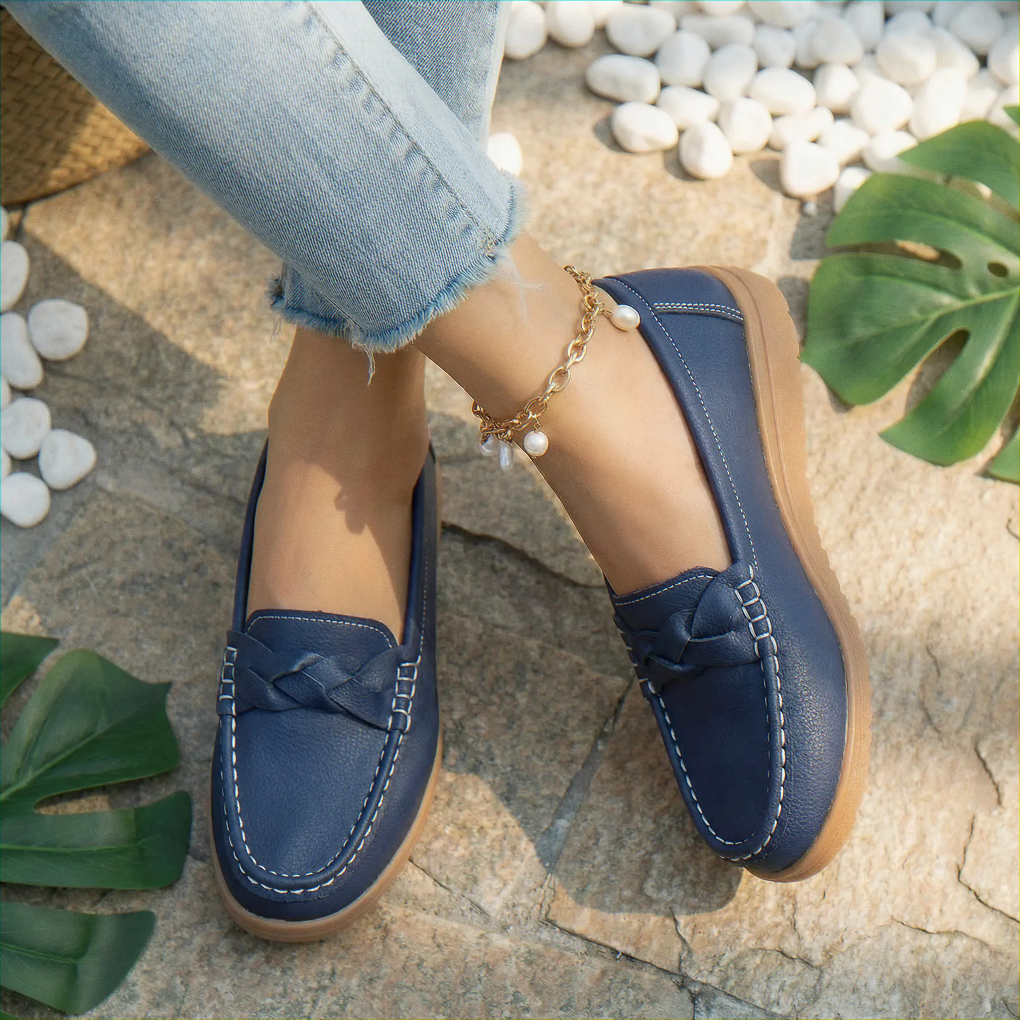 Womens Orthopaedic Wide Fit Loafers Slip On Arch Support Comfortable Walking Shoes - Image 18
