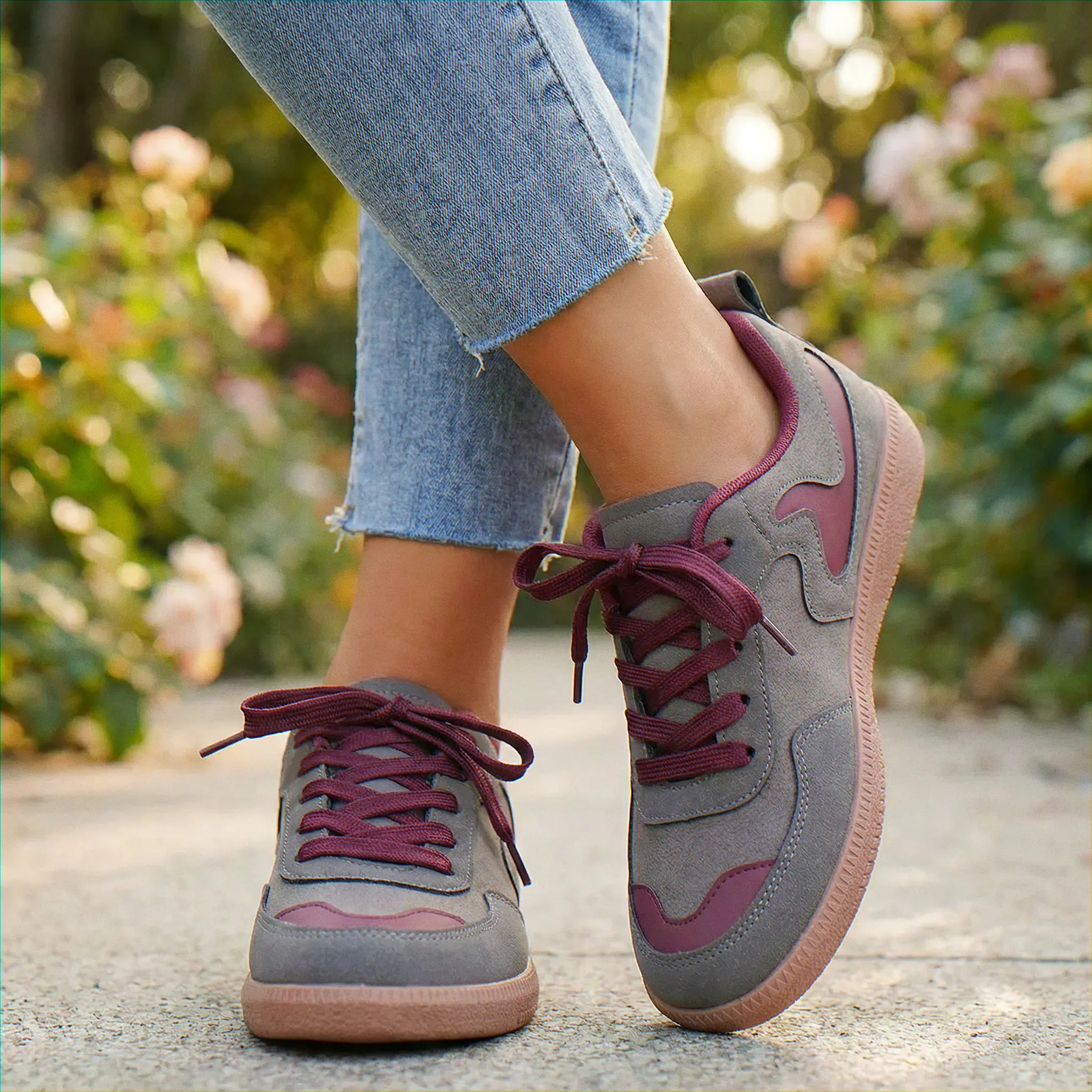 Womens Orthopaedic Wide Fit Trainers Lace Up Arch Support Retro Casual Shoes - Image 19