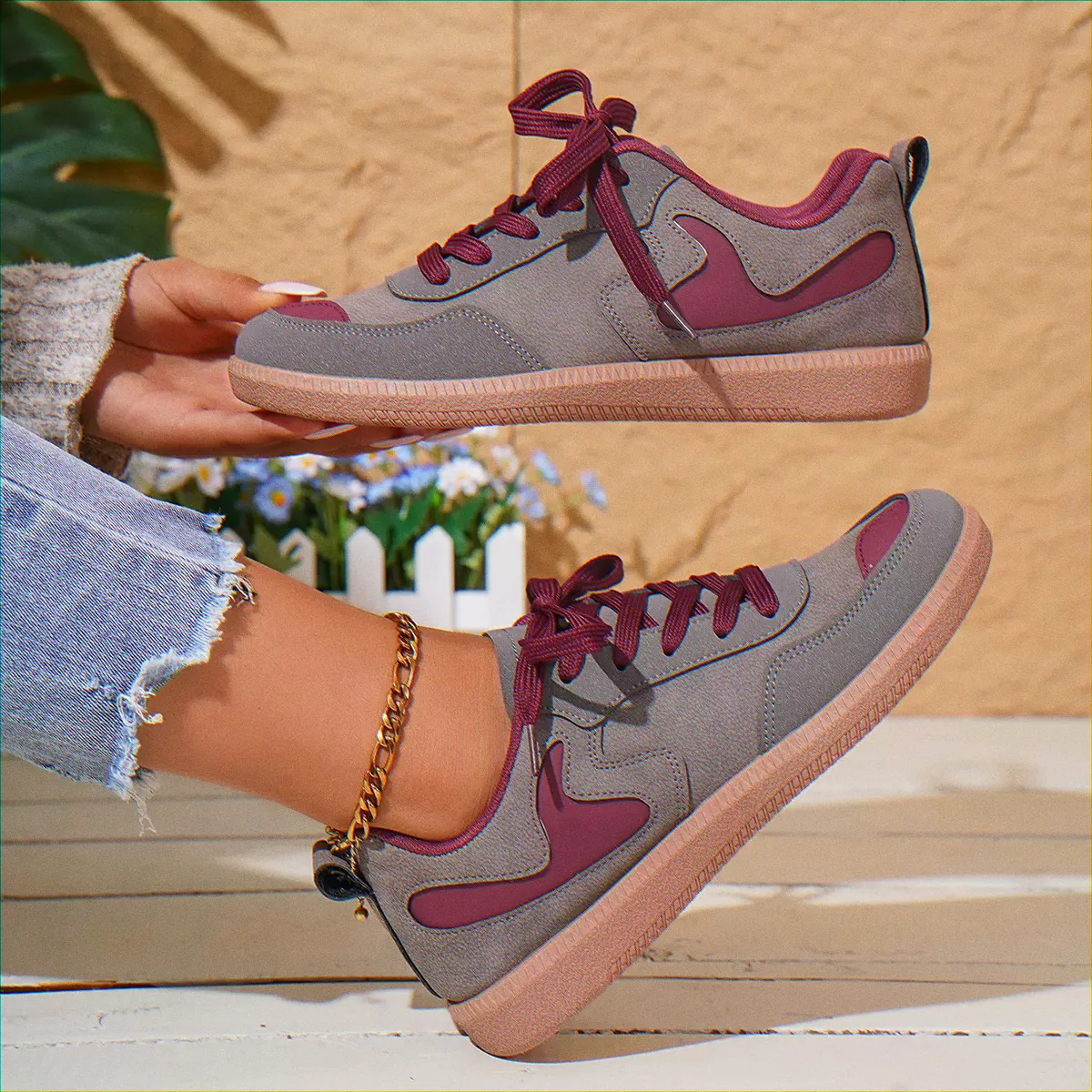 Womens Orthopaedic Wide Fit Trainers Lace Up Arch Support Retro Casual Shoes - Image 25